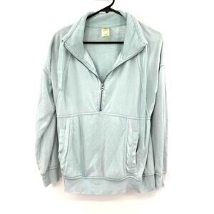 Tangerine Sz Small Sweater Blue 1/2 Zip Terry Cloth Vacation Beach Swim Pullover